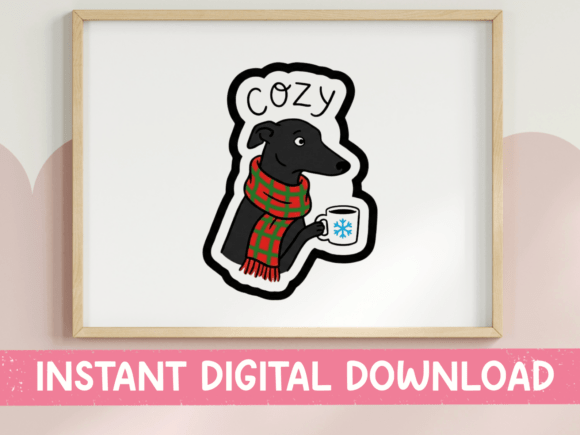 Cozy Greyhound Red Scarf Mug SVG