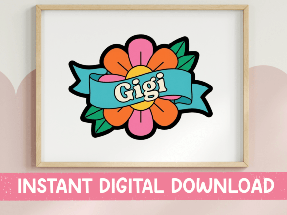 Gigi Retro Flower Banner Name Art