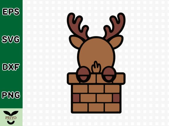 Happy Reindeer Character Popping Out