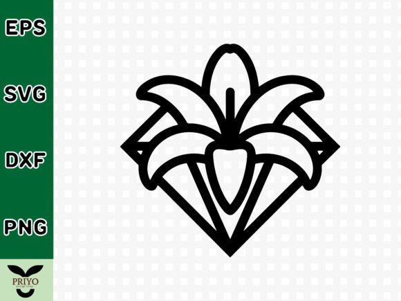 Lily Flower Silhouette in Geometric Diam