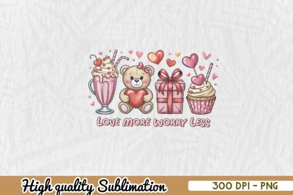 Love More Worry Less Bear Treats PNG