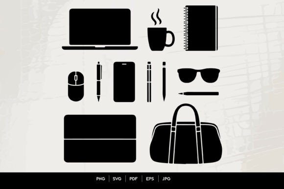 Modern Workspace Silhouette Set