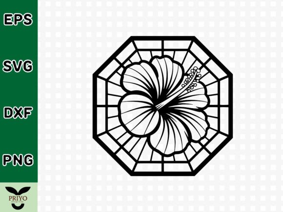 Tropical Hibiscus Flower in Octagonal