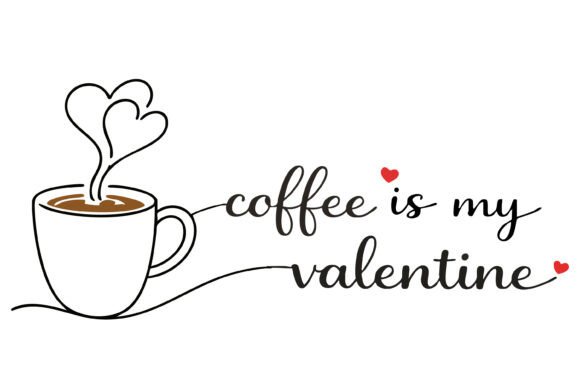 Valentine Coffee Mug SVG Line Art Vector