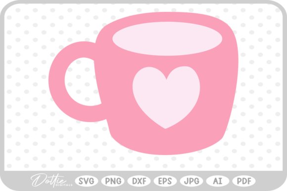 Valentines Day Heart Mug SVG PNG DXF
