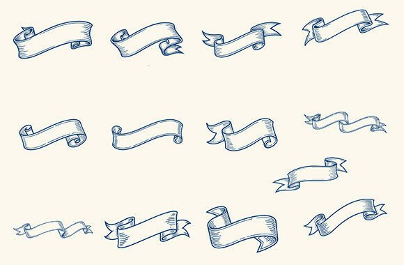 Vintage Ribbon Banner Sketched Vintage-2